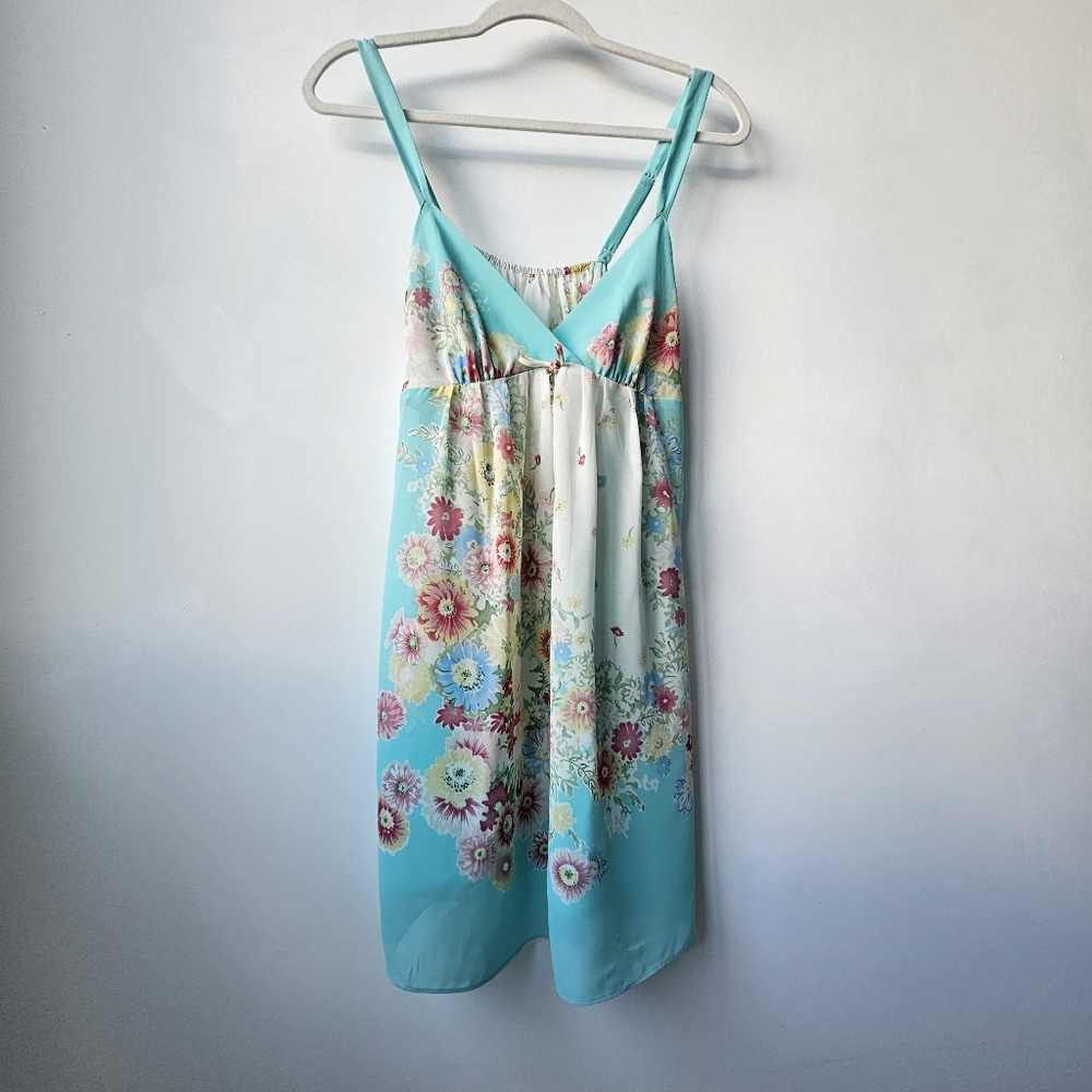 Oscar De La Renta Pink Label Vintage Turquoise Pink Floral Chemise Nightgown - Picture 3 of 16